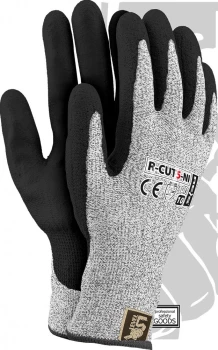 Rękawice powlekane Reis R-CUT5-NI BWB, antyprzecięciowe, rozmiar 7, szaro-czarny