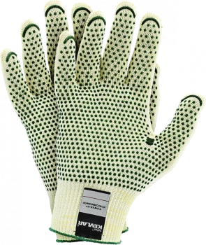 Rękawice tkaninowe JS Gloves DuPont, RJ-KEVLAFIBV, antyprzecięciowe, rozmiar 8, nakrapiane, żółto-zielony