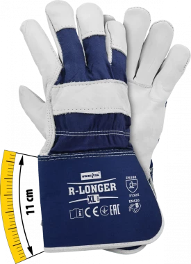Rękawice wzmacniane Reis R-LONGER GW, rozmiar XL, biało-niebieski
