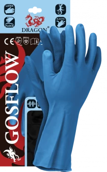 Rękawice chemoodporne Reis Gosflow, flokowane, rozmiar L, niebieski