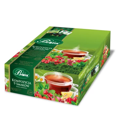 Zestaw herbat w kopertach BiFix, 9 smaków, 90 sztuk x 2g
