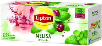 Herbata ziołowa w torebkach Lipton, melisa z wiśnią, 20 sztuk x 1.2g
