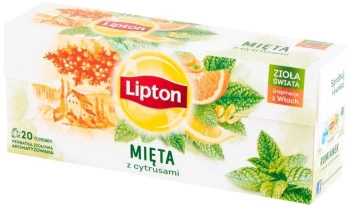 Herbata ziołowa w torebkach Lipton, mięta z cytrusami, 20 sztuk x 1.3g