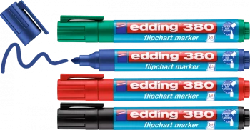 Marker do flipchartów edding 380, okrągła, 1.5-3mm, 4 sztuki, mix kolorów