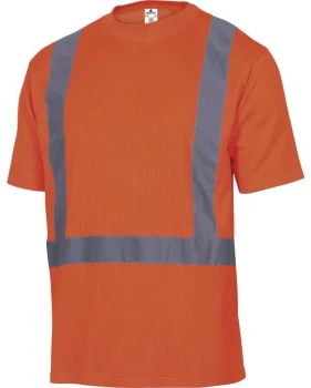 T-shirt odblaskowy Delta Plus Feeder, gramatura 200g, rozmiar L, pomarańczowy
