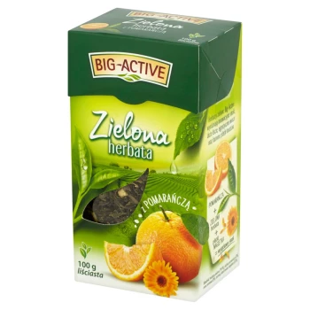 Herbata zielona smakowa liściasta Big-Active, z pomarańczą, 100g