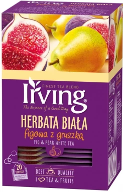Herbata biała smakowa w kopertach Irving, figowa z gruszką, 20 sztuk x 1.5g