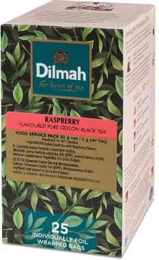 Herbata czarna aromatyzowana w kopertach Dilmah, malina, 25 sztuk x 2g