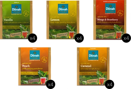 Zestaw herbat w kopertach Dilmah Variety of Fun Teas, 5 smaków, 20 sztuk x 2g