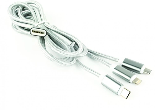 Kabel ładujący Gembird, typ USB, 3w1, 1m, srebrny