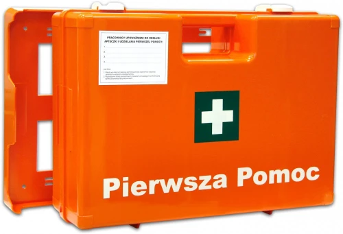 Apteczka przemysłowa przenośna PK-MOT K10.2, w walizce, z wyposażeniem (DIN 13157), pomarańczowy