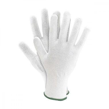 Rękawice tkaninowe Reis RMICRONYL, nakrapiane, rozmiar 8, biały