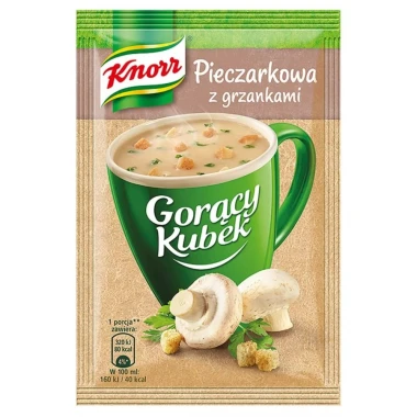 Zupa Knorr Gorący Kubek, pieczarkowa z grzankami, 15g