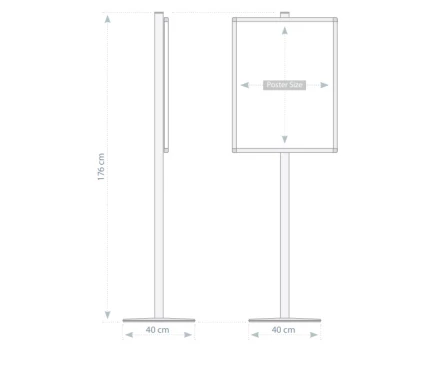 Tablica informacyjna na stojaku 2x3, jednostronna, A3, 340×463mm, srebrny
