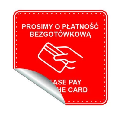 Naklejka informacyjna "Płatność bezgotówkowa", 33x33cm, czerwony (c)