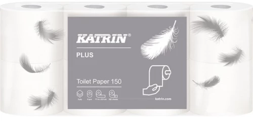 Papier toaletowy Katrin Plus 16525, 3-warstwy, w rolce, 96mm x 17.25m, 8 sztuk, biały