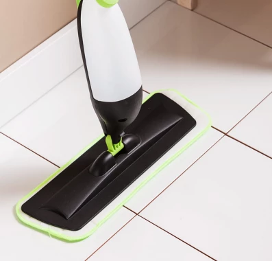 Mop płaski ze spryskiwaczem Azur (spray mop)- kij+uchwyt do mopa+mop+ dozownik ze spryskiwaczem, szaro-zielony