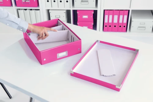 Pudło z przegródkami Leitz Click&Store Wow, średnie, różowy