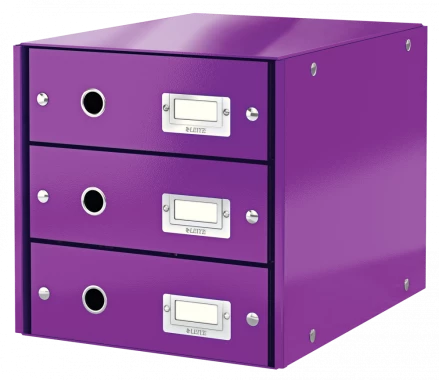 Pojemnik Leitz Click&Store Wow, z 3 szufladami, do dokumentów, A4, fioletowy