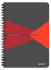 Kołonotatnik Leitz Office Card A5, w kratkę, 90 kartek, szaro-czerwony