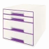 Pojemnik  Leitz Wow Cube, z 4 szufladami, A4+, biało-fioletowy