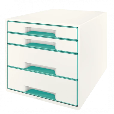 Pojemnik  Leitz Wow Cube, z 4 szufladami, A4+, biało-turkusowy