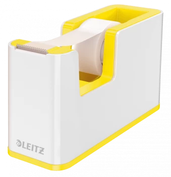 Podajnik do taśmy klejącej Leitz Wow + taśma 19mmx33mm, dwukolorowy, biało-żółty