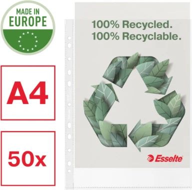 Koszulki groszkowe Esselte Recycle Premium, A4, 100µm, 50 sztuk, transparentny