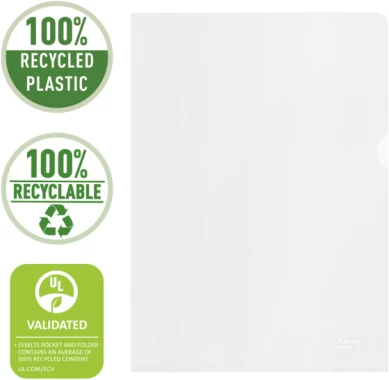 Ofertówki groszkowe Esselte Recycled Premium "L", A4, 100µm, 100 sztuk, transparentny