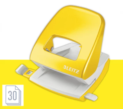 Dziurkacz biurowy Leitz Wow NeXXt, do 30 kartek, metaliczny żółty