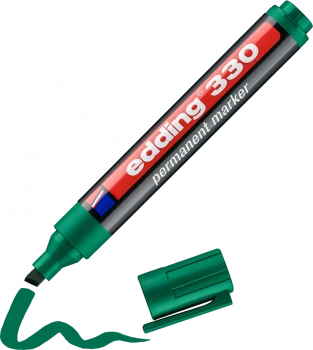 Marker permanentny edding 330, ścięta, 1-5 mm, zielony