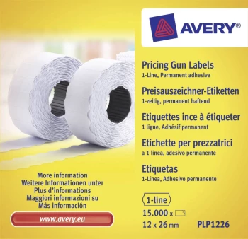Etykiety cenowe Avery Zweckform, 12x26 mm, 1500 sztuk, 10 rolek, biały
