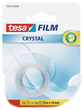 Podajnik do taśmy klejącej Tesa Crystal + taśma 19mmx10m, transparentny