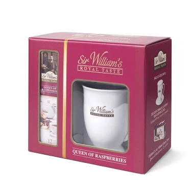 Zestaw prezentowy Sir William’s Royal Queen Of Raspberries, 12 sztuk x 4g + porcelanowy kubek