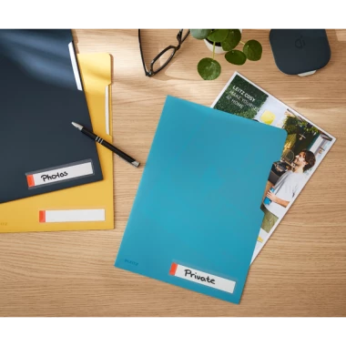 Folder z kieszonką na etykietę Leitz Cosy, A4, do 40 kartek, niebieski