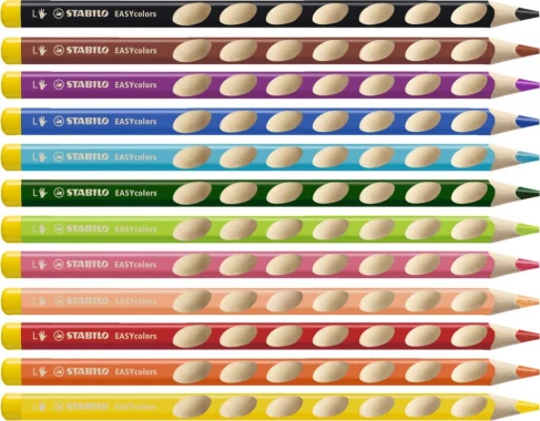 Kredki ołówkowe Stabilo EASYcolors L, dla leworęcznych, w etui z zawieszką, 12 sztuk, mix kolorów