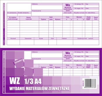 Druk akcydensowy WZ Wydanie materiałów na zewnątrz Emeko 873, 1/3 A4, wielokopia, 80k