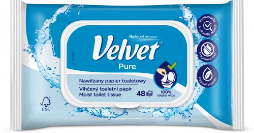 Papier nawilżany Velvet Pure, 48 sztuk