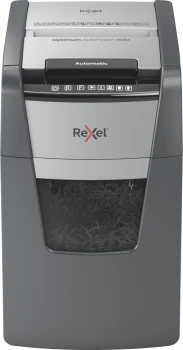 Niszczarka automatyczna Rexel Optimum AutoFeed+ 150M, mikrościnek 2x15 mm, 150 kartek, P-5 DIN, czarno-srebrny