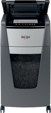 Niszczarka automatyczna Rexel Optimum AutoFeed+ 225X, konfetti 4x26 mm, 225 kartek, P-4 DIN, czarno-srebrny