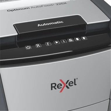 Niszczarka automatyczna Rexel Optimum AutoFeed+ 225X, konfetti 4x26 mm, 225 kartek, P-4 DIN, czarno-srebrny