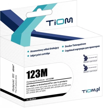 Tusz Tiom Ti-B123M (LC123M), 600 stron, magenta (purpurowy)