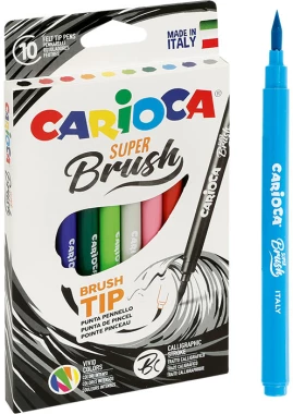 Pisaki Carioca Brush Tip, 10 sztuk, mix kolorów