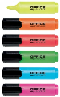 Zakreślacz Office Products, ścięta, 6 sztuk, mix kolorów