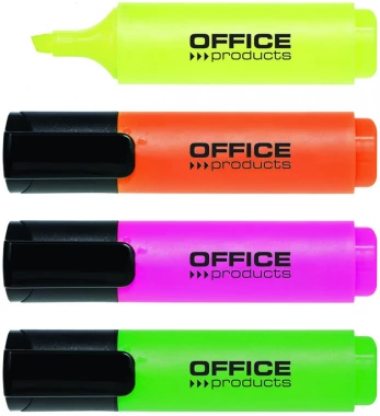 Zakreślacz Office Products, ścięta, 4 sztuki, mix kolorów