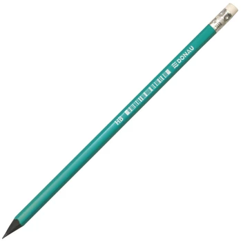 Ołówek syntetyczny Donau, HB, z gumką, zielony