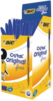Długopis jednorazowy Bic Cristal Fine 0.8mm, 50 sztuk, niebieski