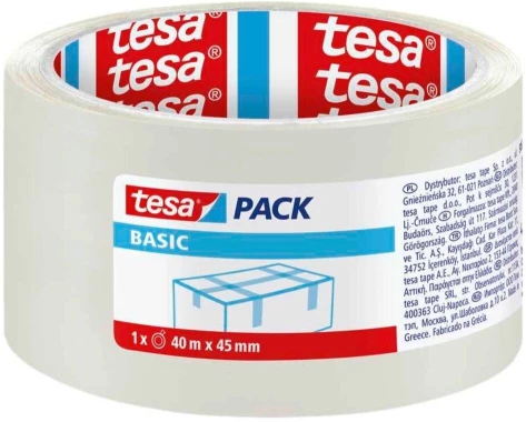 Taśma pakowa Tesa Basic, 45mmx40m, transparentny