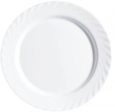 Talerz obiadowy płaski Luminarc Trianon, 24.5cm, szkło hartowane, biały