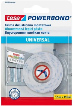 Taśma dwustronna montażowa Tesa Powerbond, 19mm x 1.5m, biały